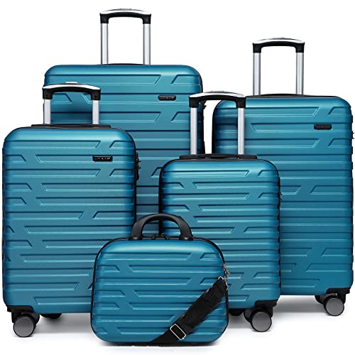 5 Piece Expandable Hard Shell Luggage Set with Spinner Wheels and TSA Lock F9878
