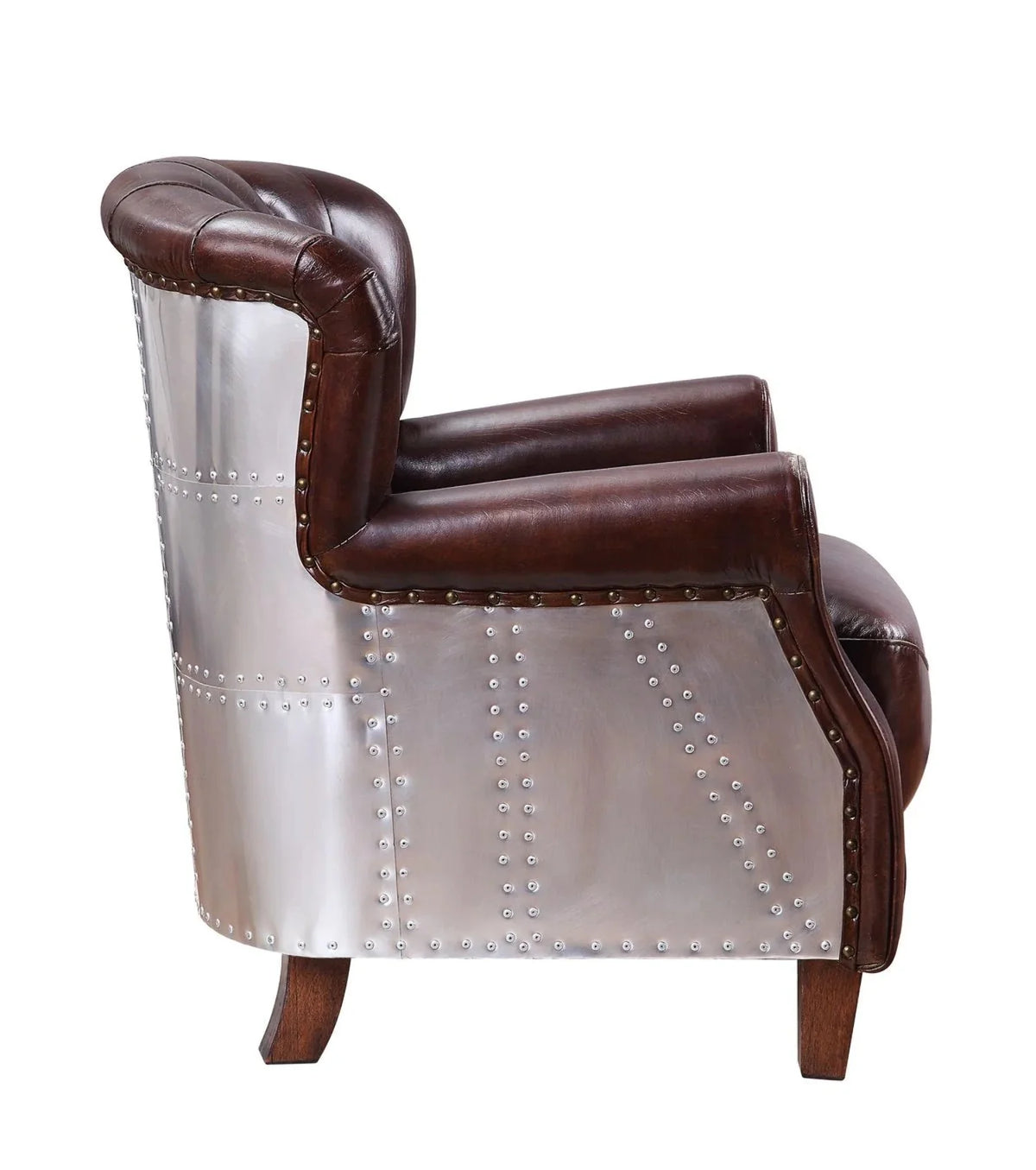 Vintage Brown & Aluminum Accent Chair I755324