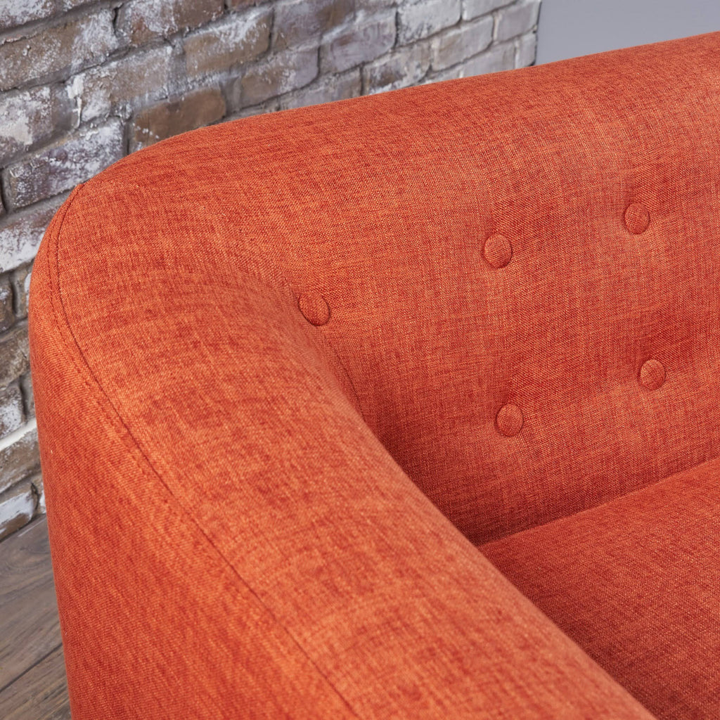 Muted Orange Fabric Mid Century Loveseat J44720