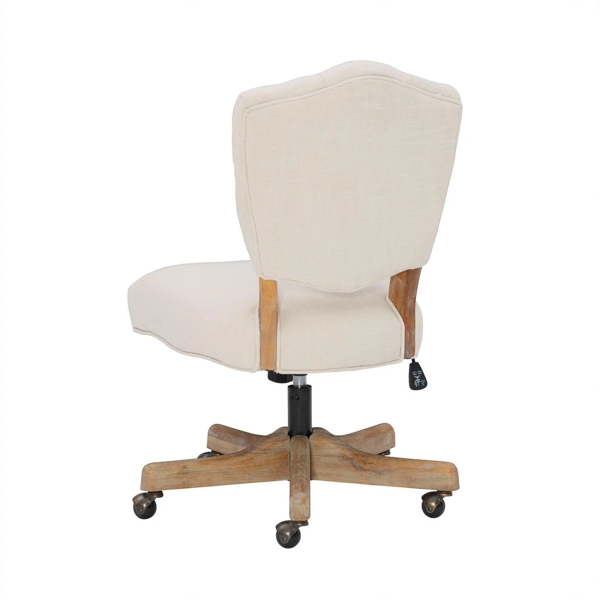 Beige Wood Upholstered Swivel Office Chair X4535