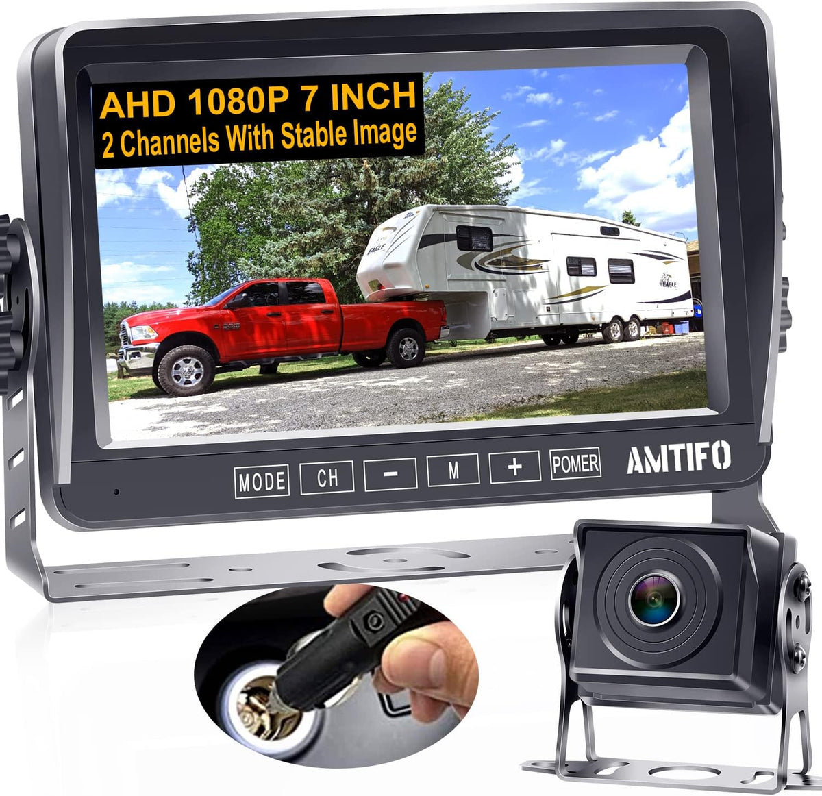 7 Inch Monitor Wired Backup Camera System for Trucks Trailers RVs Car, Pack of 2 I20993