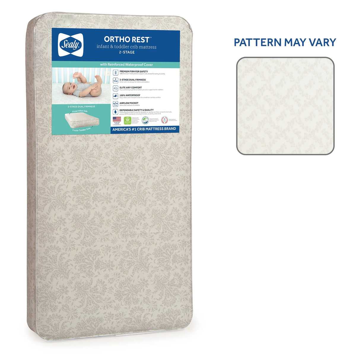 2-Stage 150 Coil Innerspring Baby Crib and Toddler Mattress O9976