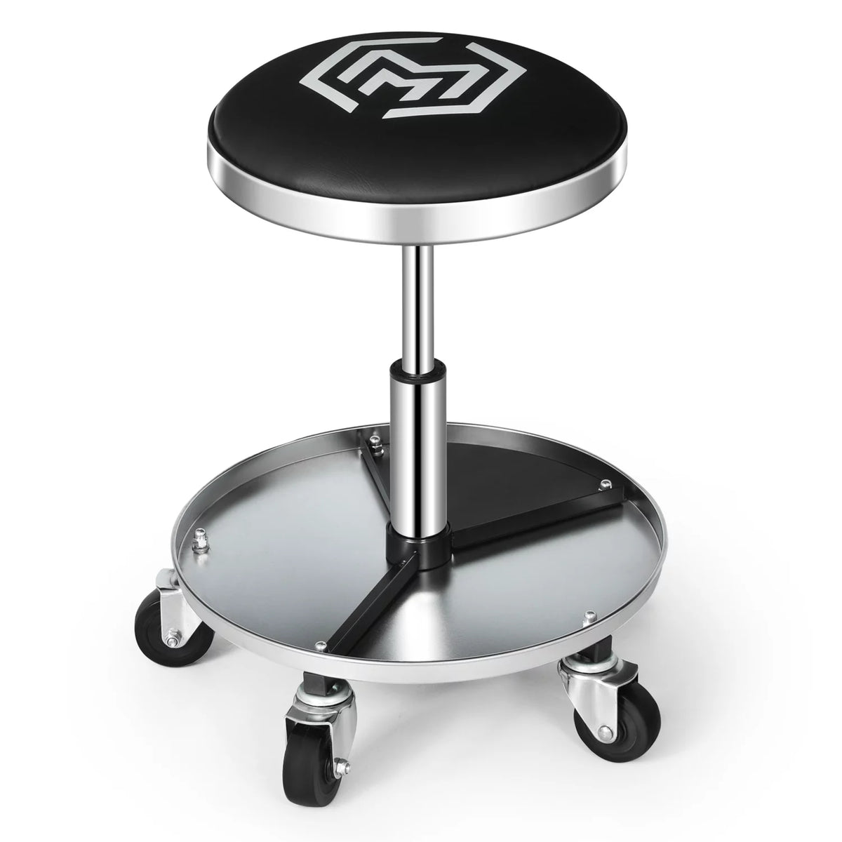 Adjustable Mechanic's Roller Seat with Wheels & Tool Tray, 300 lbs Capacity - Black F8698