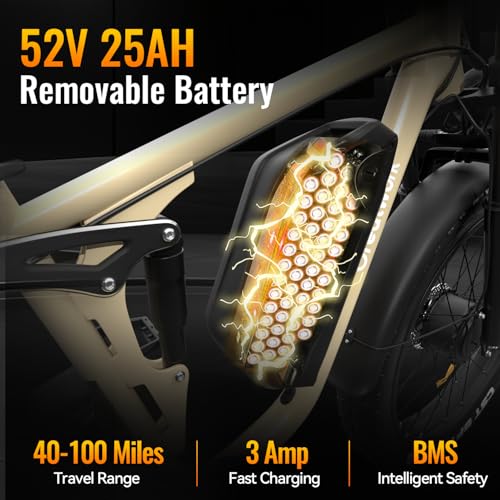 52V 4000/5000W Dual Motor Electric Bike 26" Fat Tire Q170144