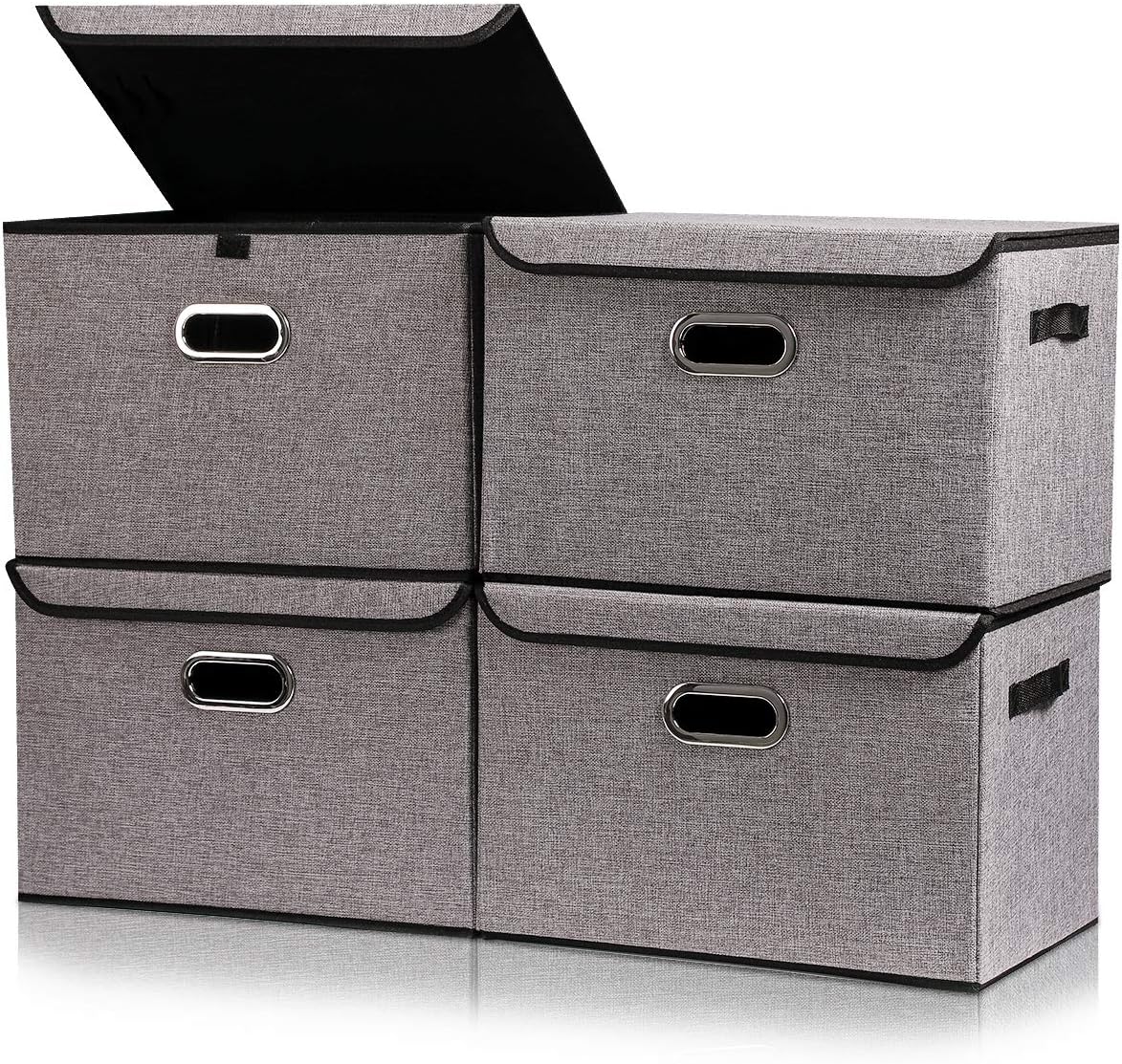 Collapsible Storage Boxes with Lids, Fabric Foldable Storage Container, Pack of 2 Z703