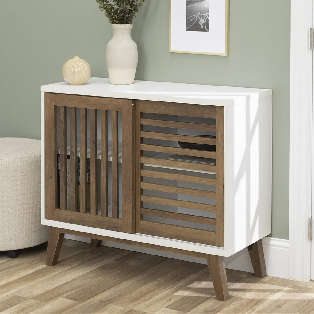 36 Inch White and Rustic Oak Cabinet C53605