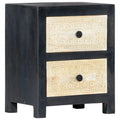 Hand Carved Gray Solid Mango Wood Bedside Cabinet W552902