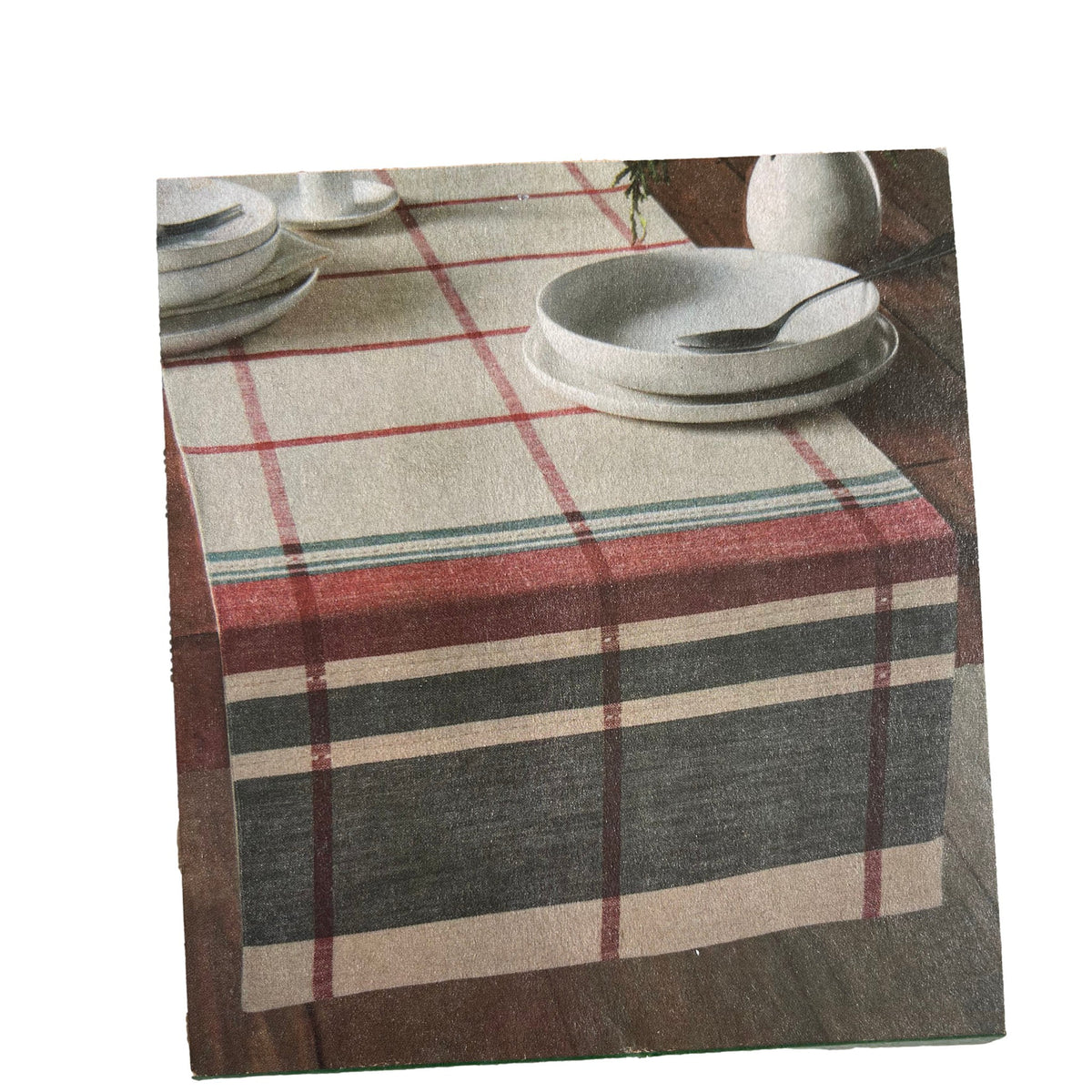 Green & Red Christmas Plaid Cotton Table Runner, 14" x 72" N451768