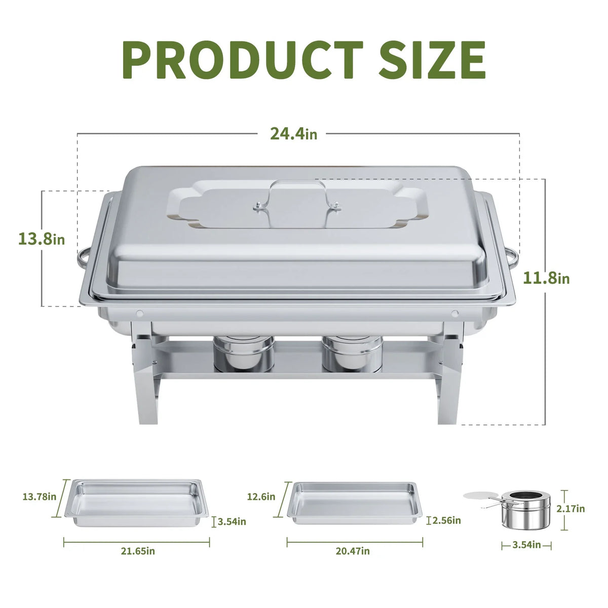 2 Pack 8QT Stainless Steel Chafing Dish Buffet Set R667943