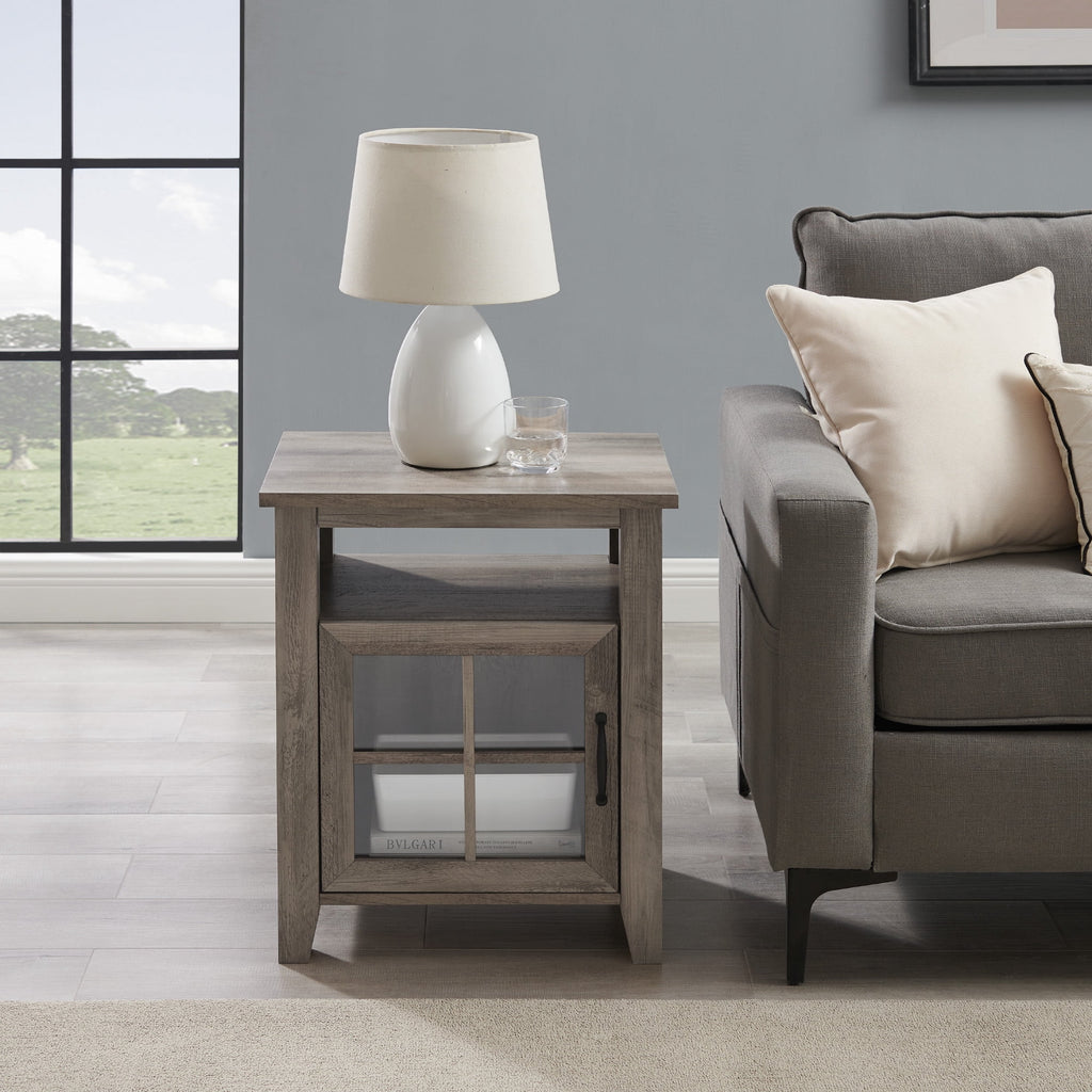 Grey Wash Glass Door Accent Table L886698