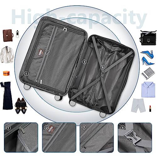 5 Piece Expandable Hard Shell Luggage Set with Spinner Wheels and TSA Lock F9878