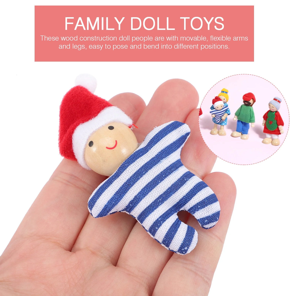 Wooden Dollhouse Play Set with Doll Figures U39948