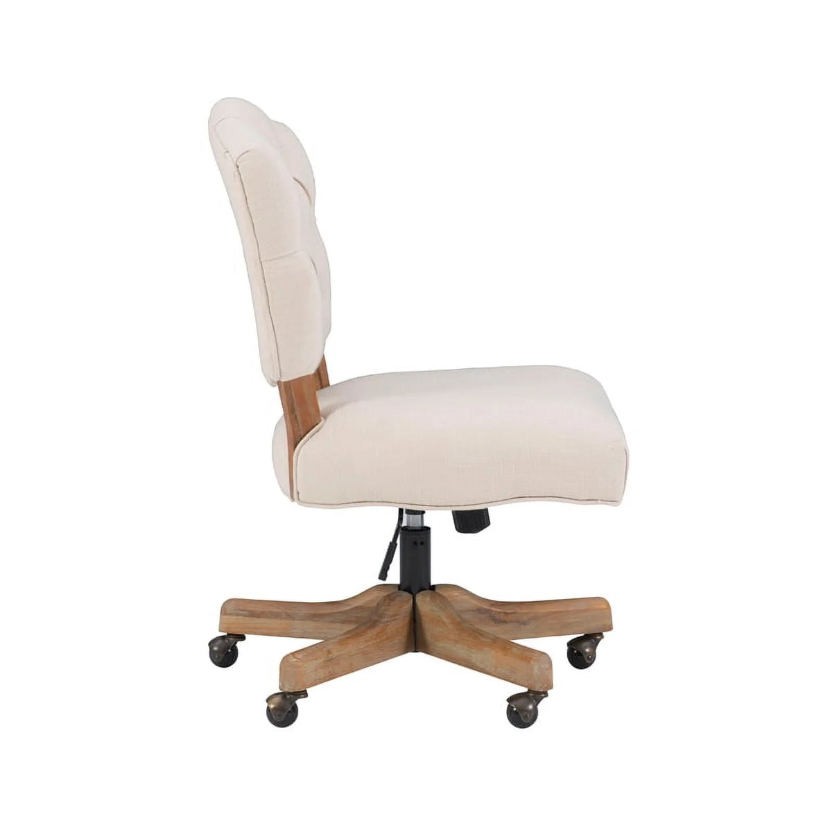 Beige Wood Upholstered Swivel Office Chair X4535