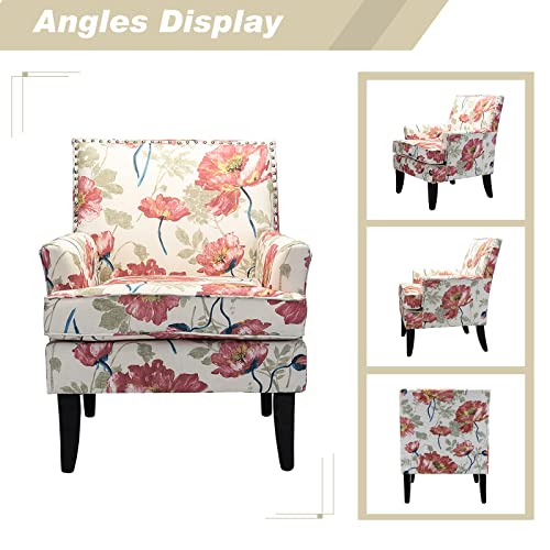 Modern Accent Chair with Arms and Wooden Legs O7763