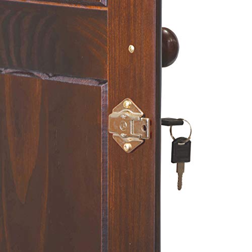 100% Solid Wood Armoire Wardrobe Closet, Java, 4 Shelves, 1 Clothing Rod, 2 Drawers, 1 Lock F5871
