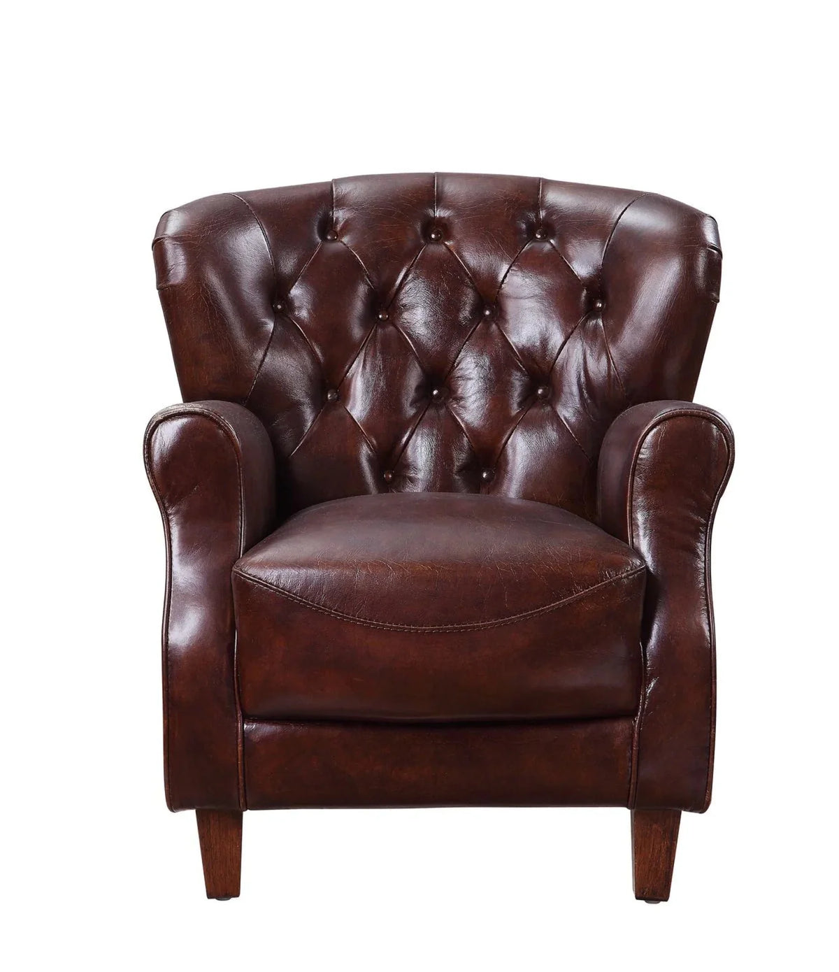 Vintage Brown & Aluminum Accent Chair I755324