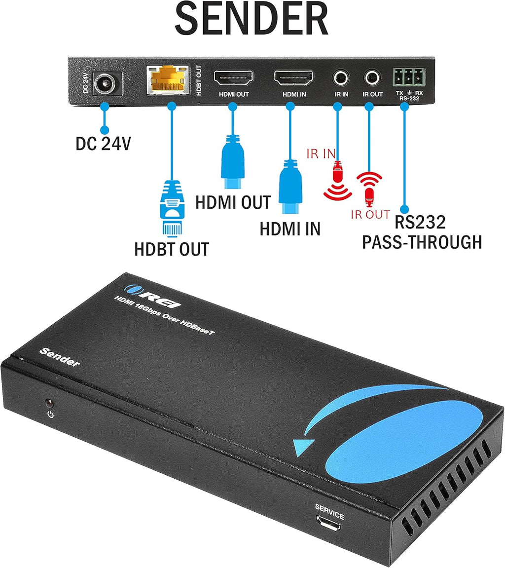 4K UltraHD Extender over HDBaseT Balun Full 18Gbps Over CAT 5/6/7 Ethernet Cable O558742