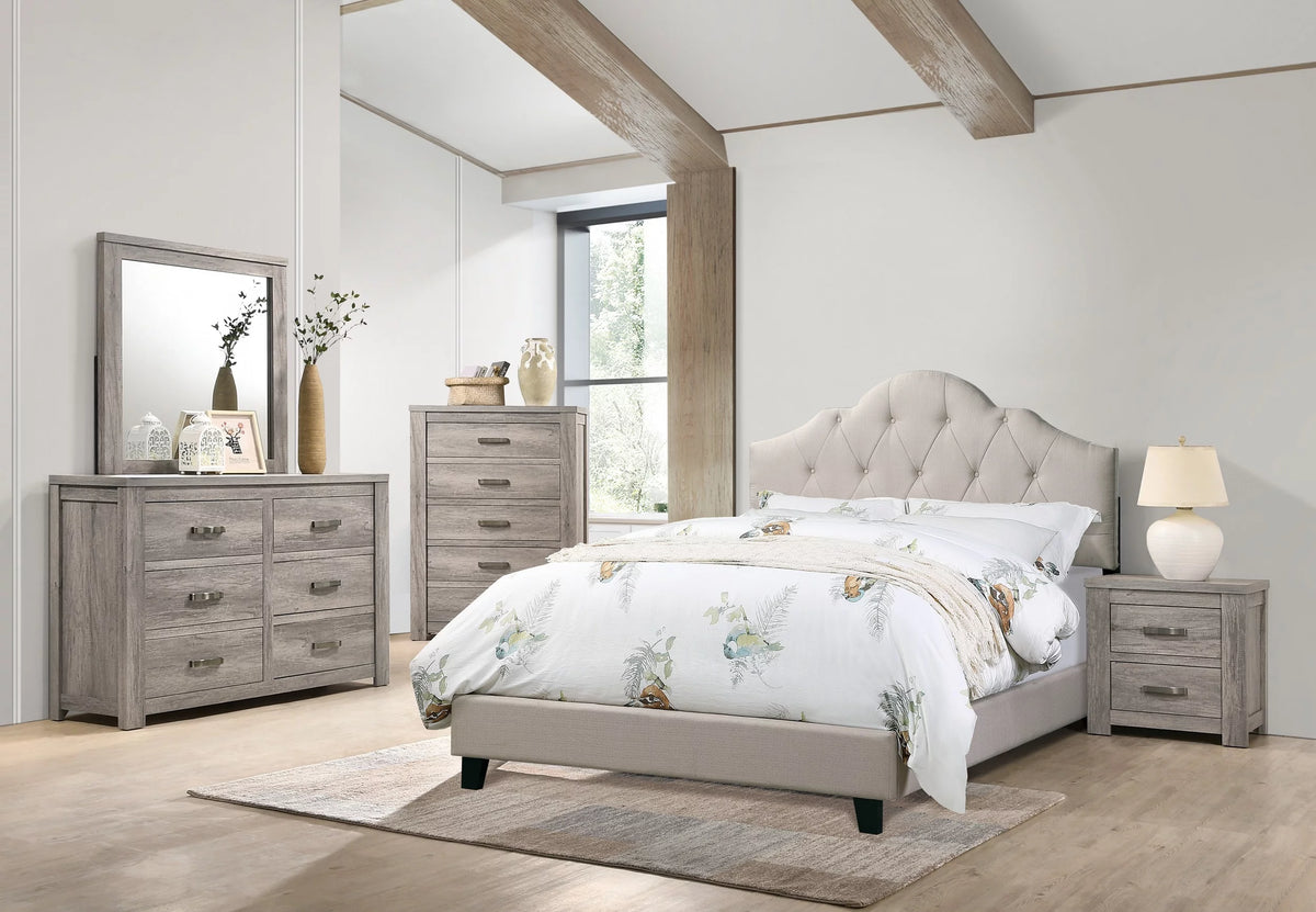 Beige Polyfiber 4pc Bedroom Set V56904