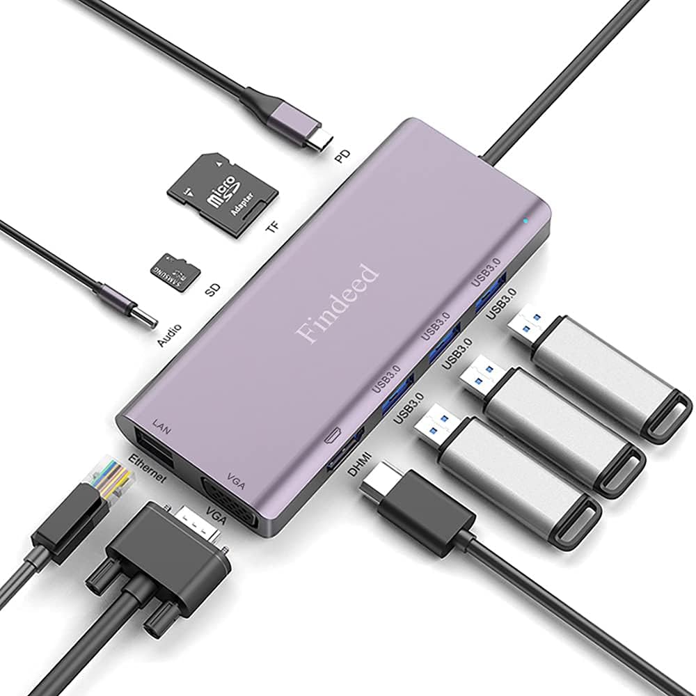 10 in 1 USB C Docking Station with 4K HDMI SD/TF Card Reader E4101