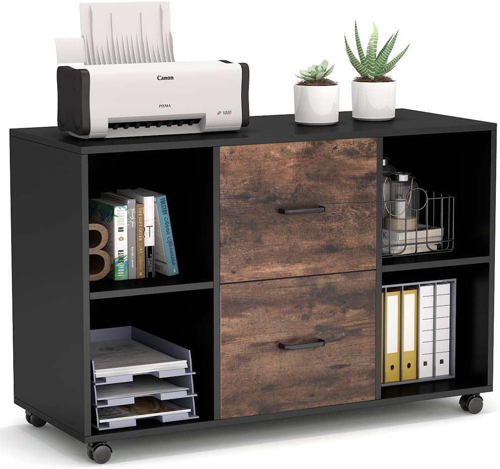 2 Drawer Wood File Cabinet with Wheels X701217