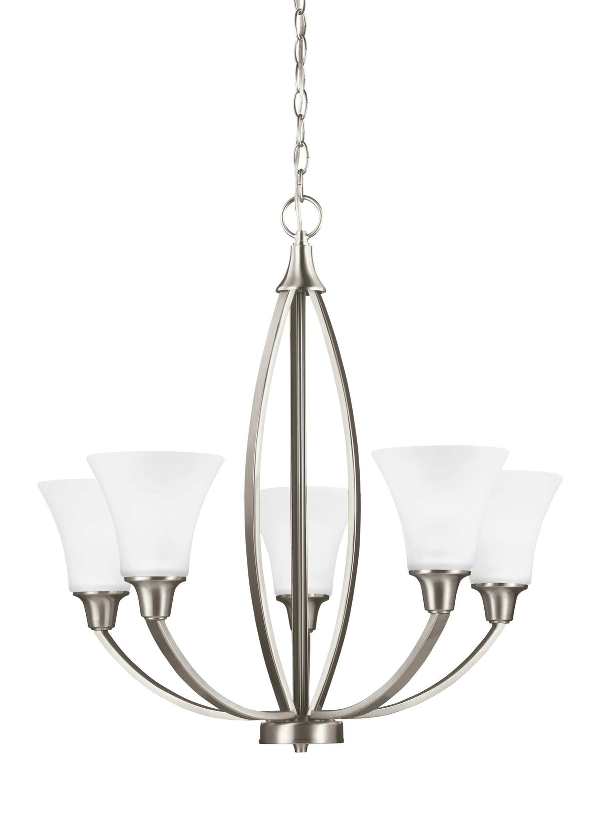 Brushed Nickel Five Light Chandelier E428