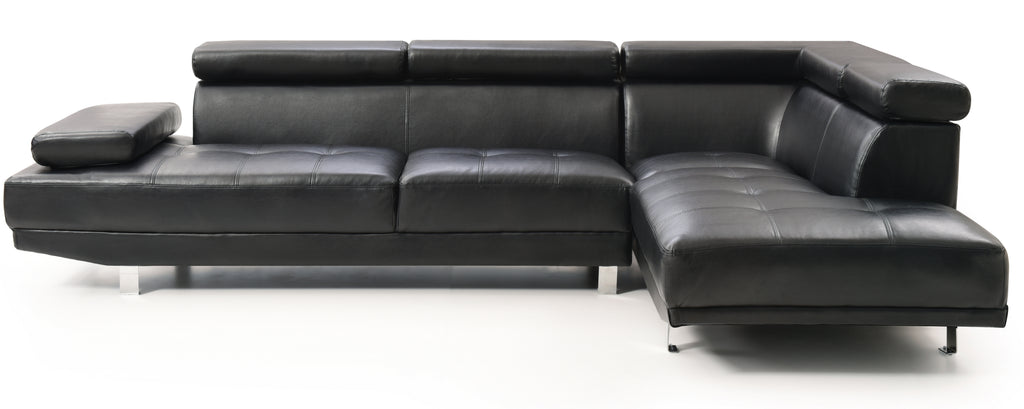 Black Sectional with Adjustable Armrest and Headrest G2397