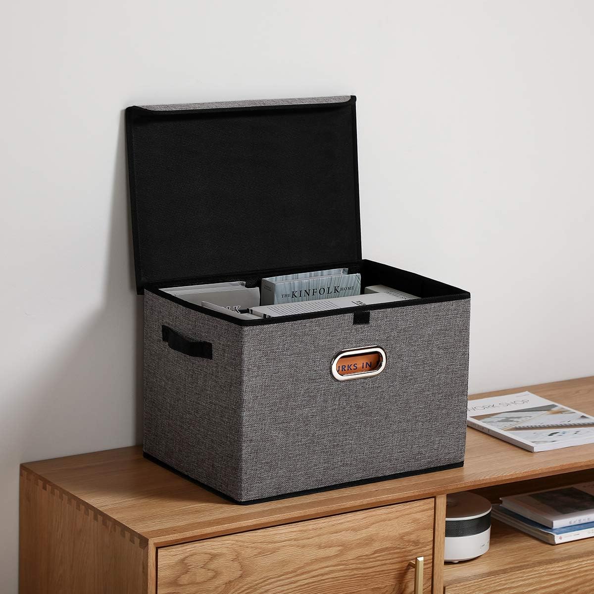 Collapsible Storage Boxes with Lids, Fabric Foldable Storage Container, Pack of 2 Z703