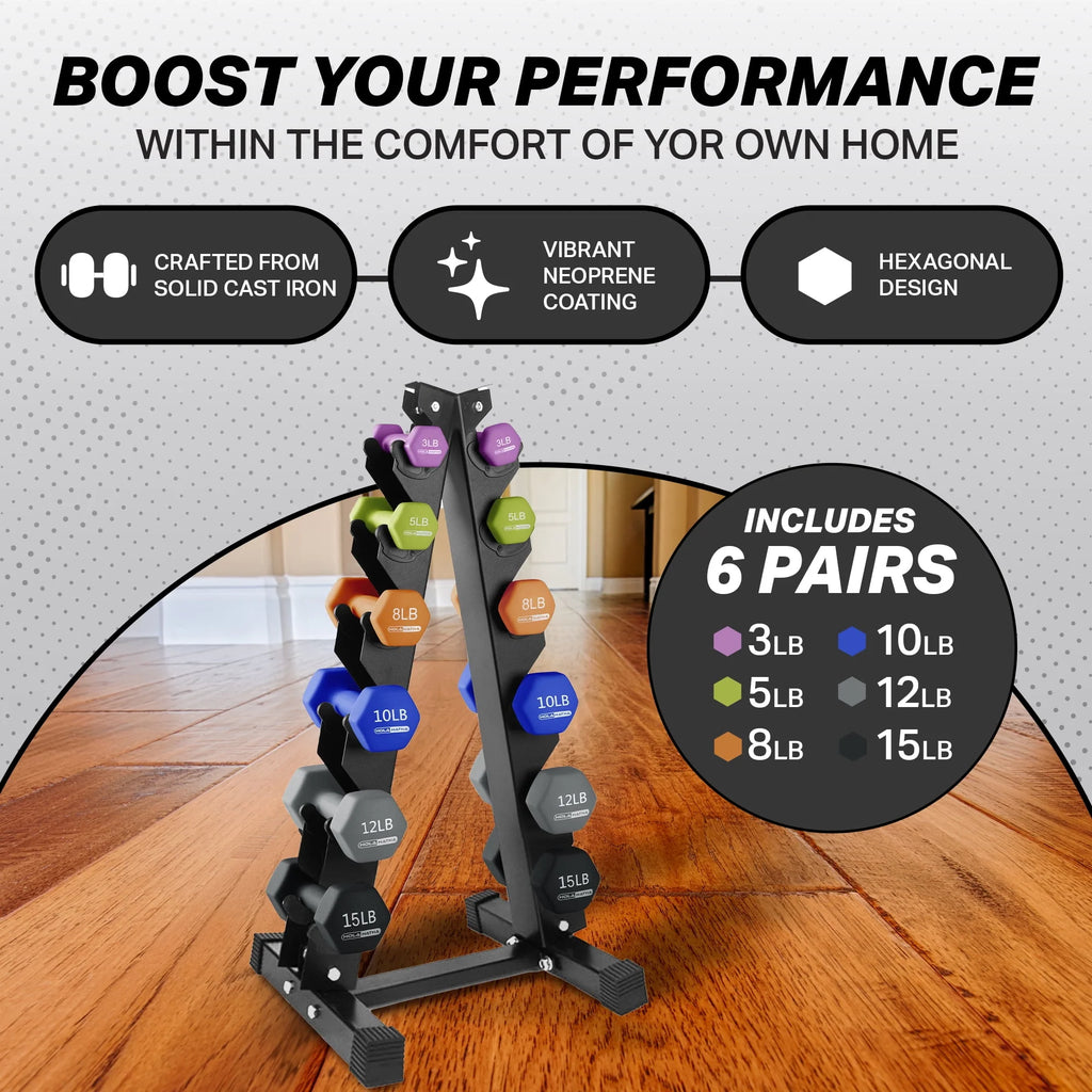 Neoprene Dumbbell Weight Set with Rack Z960534