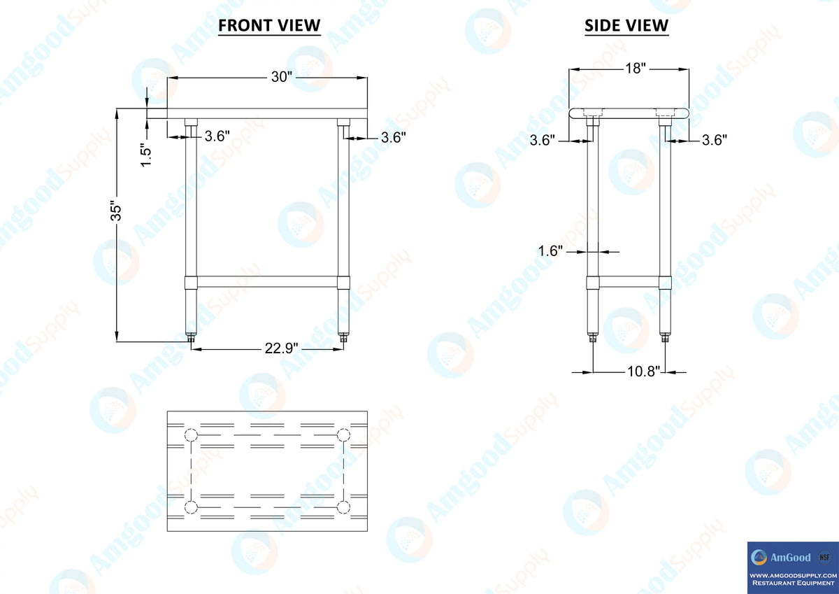 18" x 30" Stainless Steel Work Table with Undershelf Y367