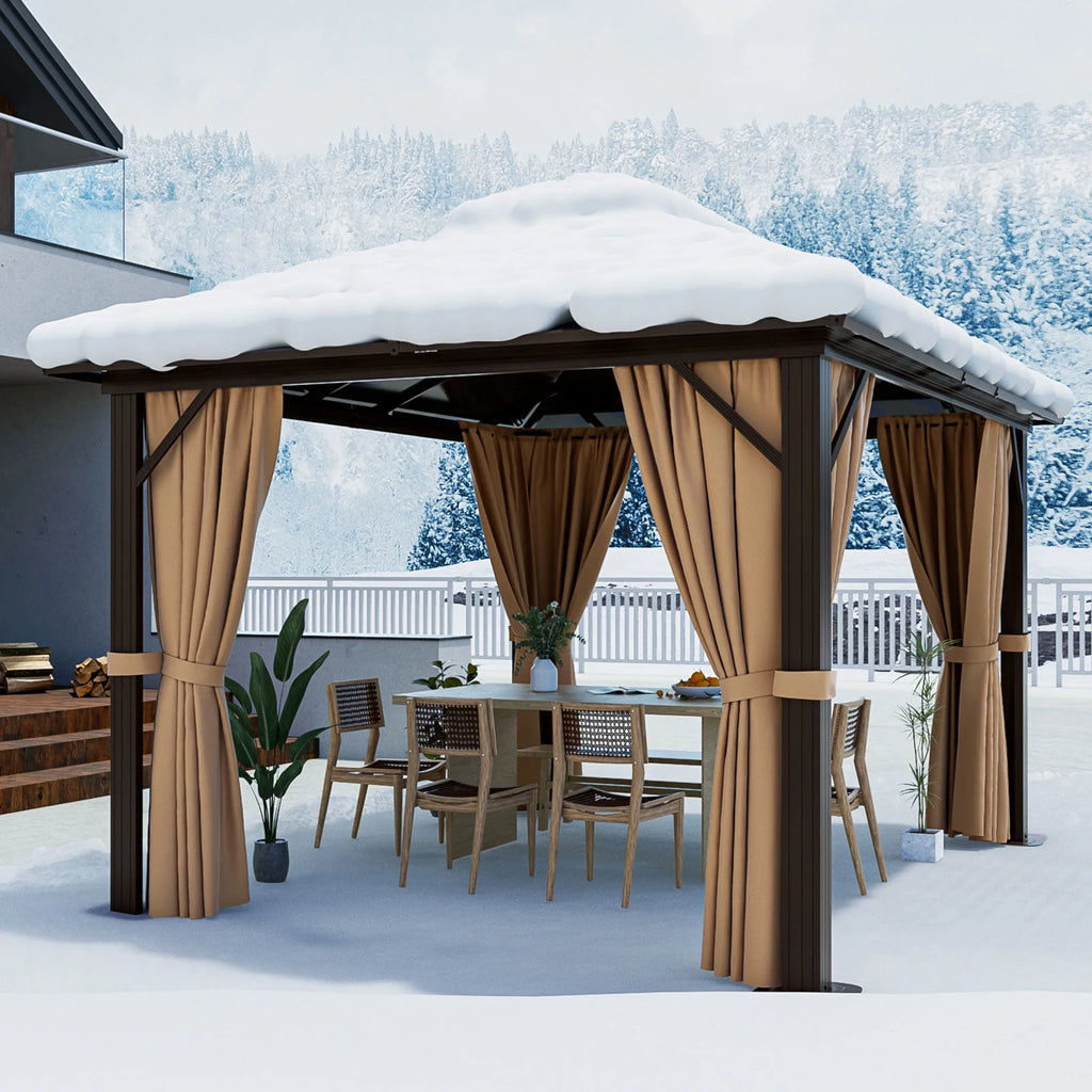 10 ft. x 12 ft. Hardtop Gazebo with Curtain and Netting K647