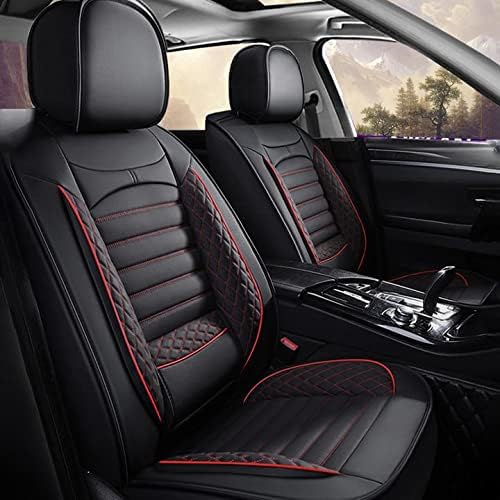 Black Faux Leather Car Seat Covers Full Set 5 Seats Waterproof R859909