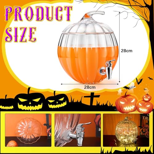 1.7 Gallon Glass Pumpkin Drink Dispenser with Lid M706378