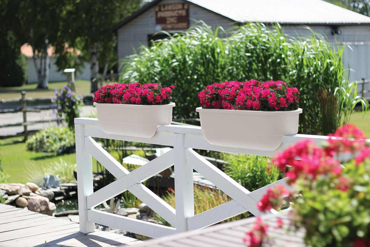 White 24" Dual Deck Railing Planter (Set of 2) P58464