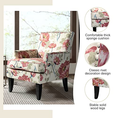 Modern Accent Chair with Arms and Wooden Legs O7763