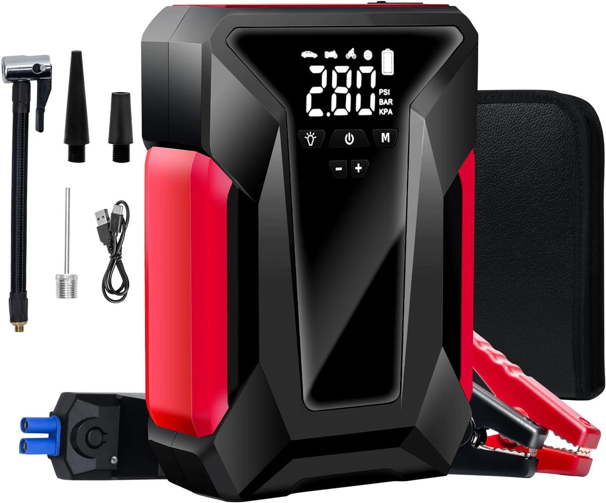 4000A Peak Car Jump Starter with Air Compressor and Emergency LED Light M24029
