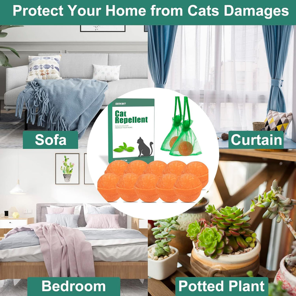10 Pack Natural Peppermint Oil Cat Deterrent U798