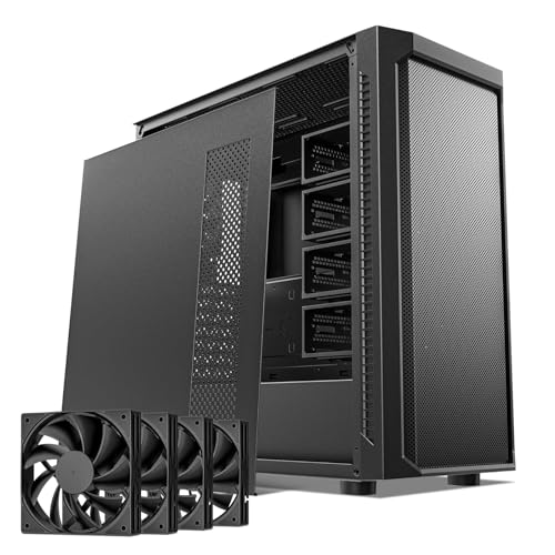 Black Mid Tower Computer Case with 4x120mm Fans U478597