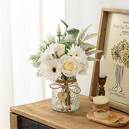Artificial Flowers with Vase, Faux Silk Flowers Arrangement R134581