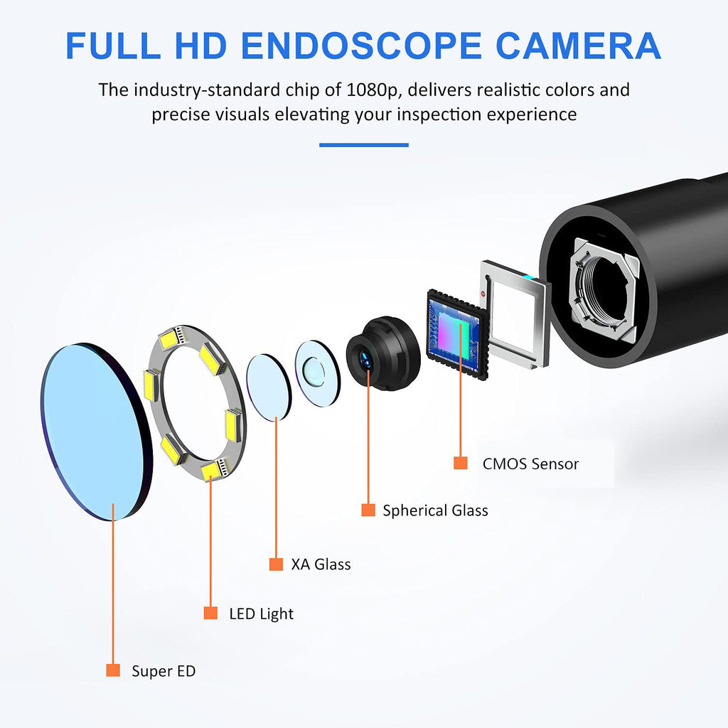 33FT 5.5mm 1080P HD Waterproof Industrial Endoscope with 4.3'' IPS Screen Z743