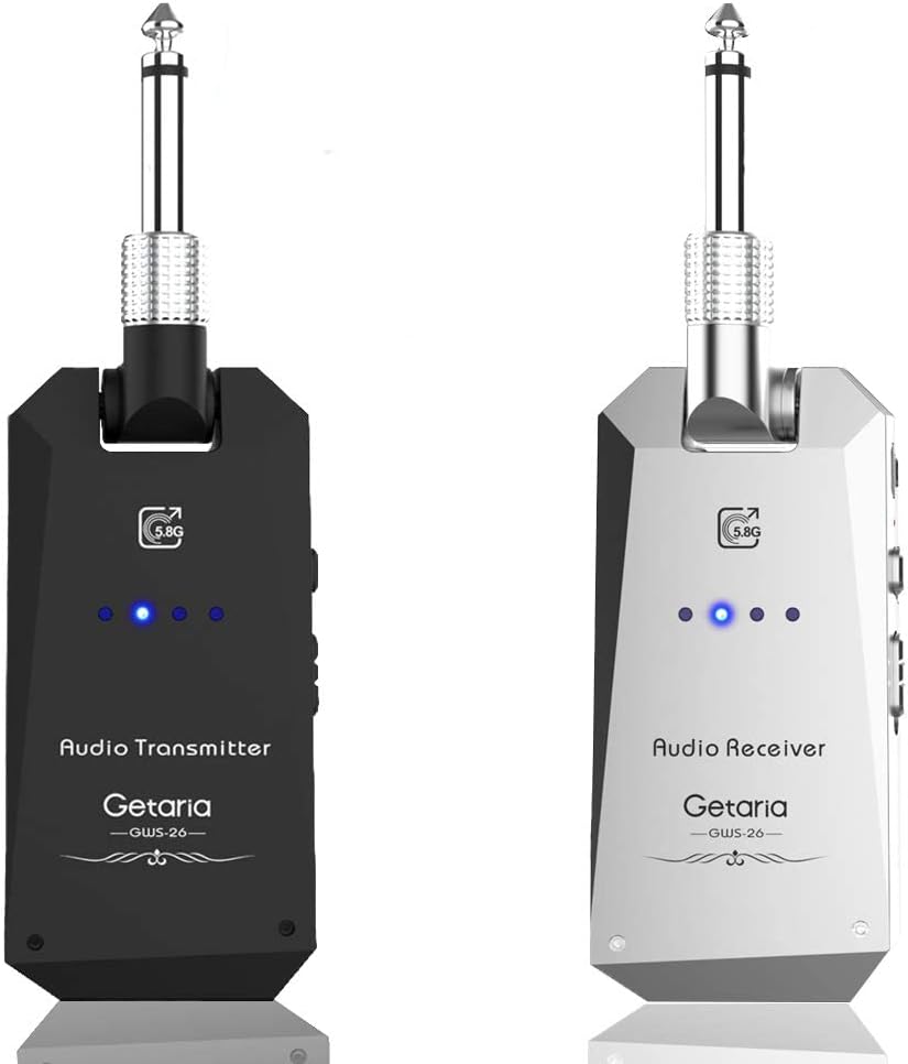 Wireless Guitar Transmitter Receiver Set 5.8GH 4 Channels for Electric Bass Guitar Cordless Guitar Amplifier Guitar Cable Jack Pack of 2 M9687