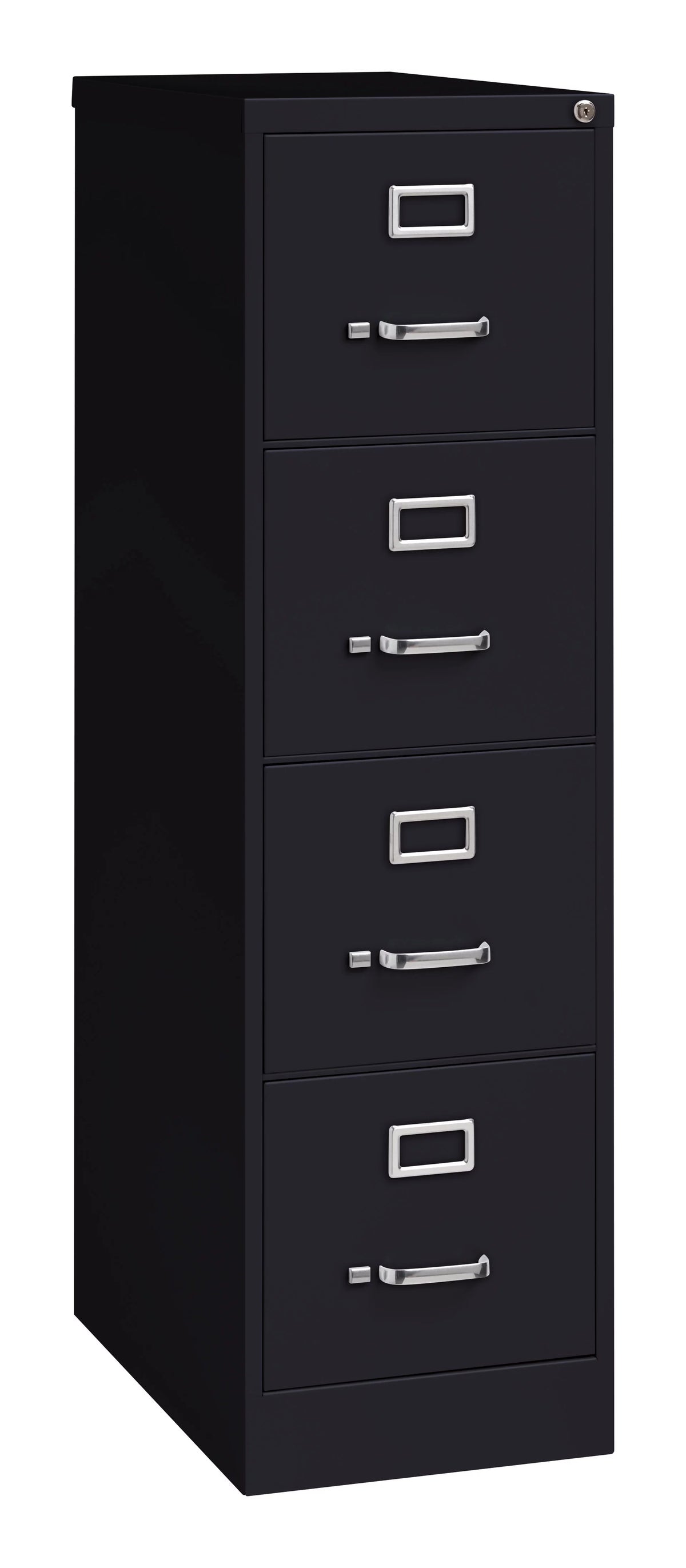 25" Deep 4 Drawer Letter Width Metal Vertical File Cabinet, Black L612723