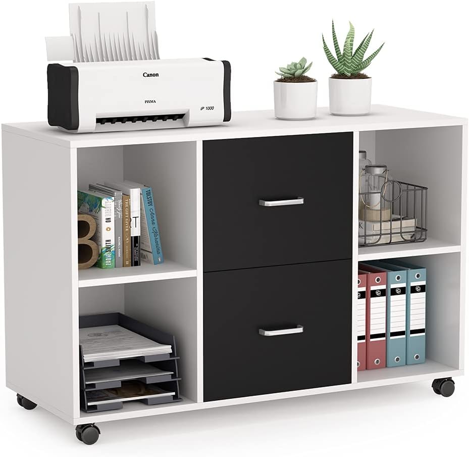 2 Drawer Wood File Cabinet with Wheels X701217