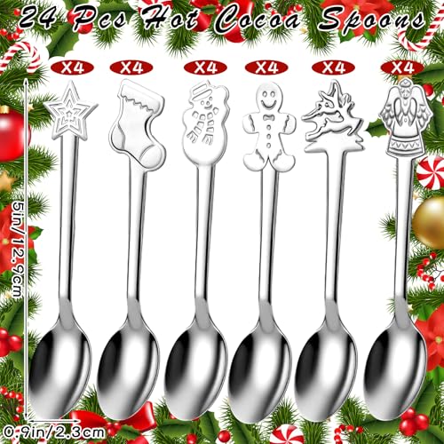 24 Pcs Stainless Steel Christmas Stirring Spoons A22627