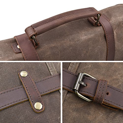 15.6 Inch Waterproof Brown Leather Canvas Messenger Bag G300