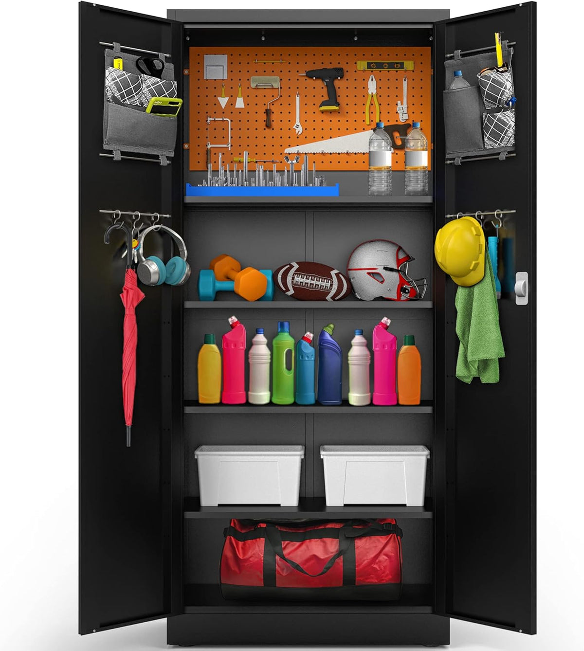 Metal Storage Cabinet with Doors, Adjustable Shelf, Light Gray K960350