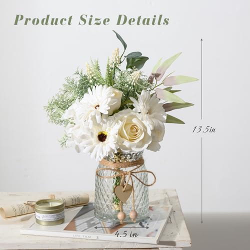 Artificial Flowers with Vase, Faux Silk Flowers Arrangement R134581