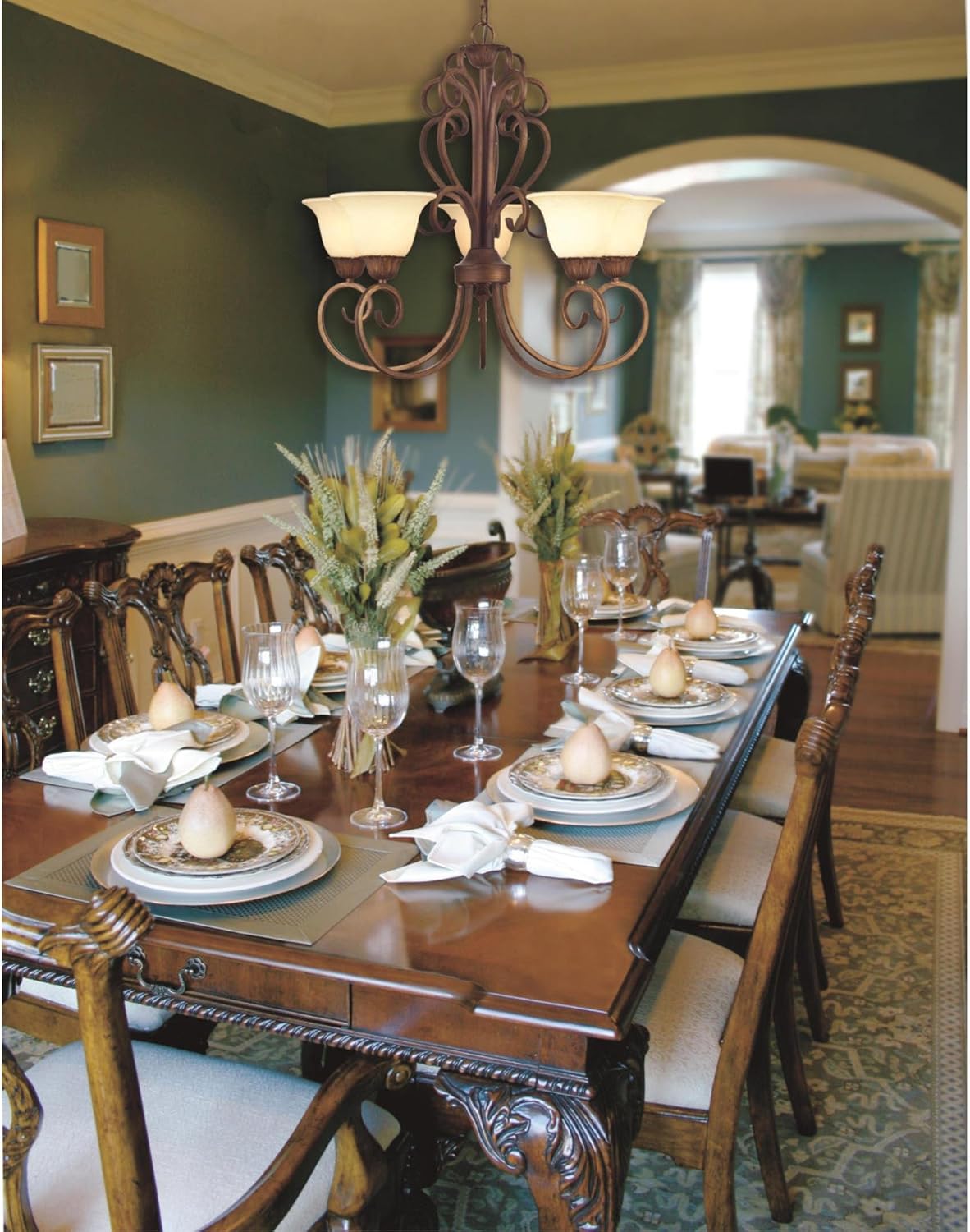 Five-Light Interior Chandelier, Ebony Gold Finish with Burnt Scavo Glass Z293676