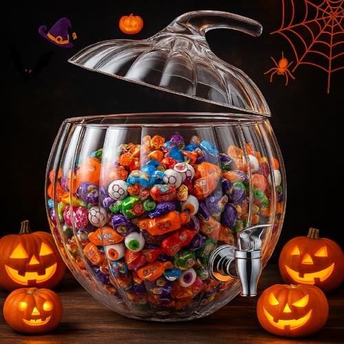 1.7 Gallon Glass Pumpkin Drink Dispenser with Lid M706378