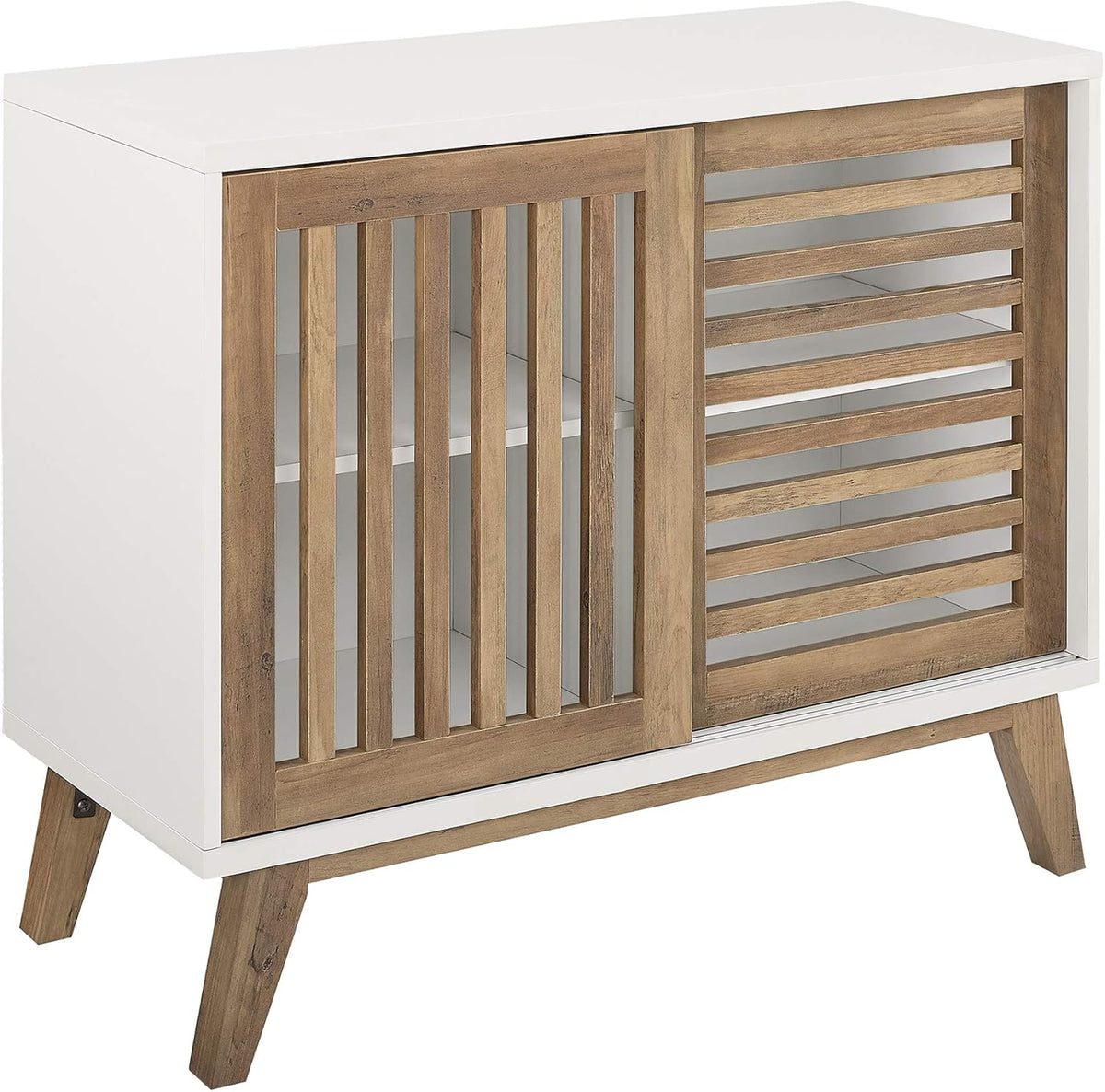 36 Inch White and Rustic Oak Cabinet C53605