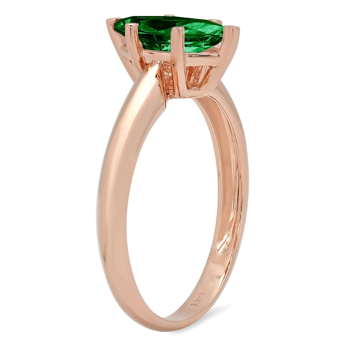 1ct Marquise Cut Green Simulated Emerald Solitaire Ring D942
